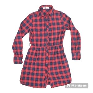 E2 Clothing Plaid Long Sleeve Dress sz Medium